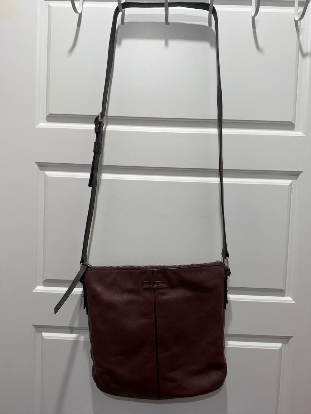 Vera Bradley Maroon Leather Crossbody Messenger Bag
